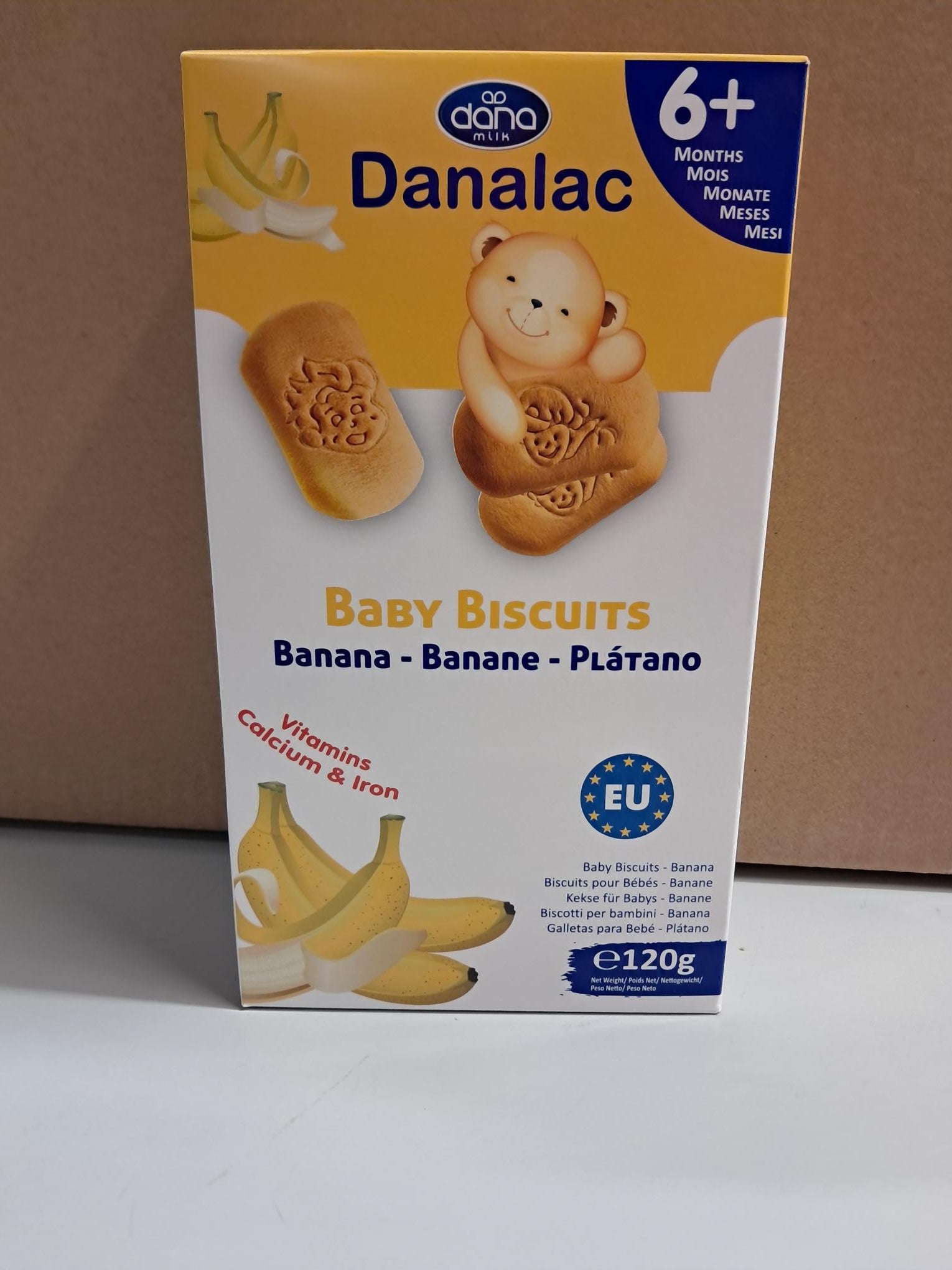 Danalac Banana Baby Biscuits Pack of Finger Food Snack for Toddlers 6+ Months with Calcium Iron and Vitamins, 120 g