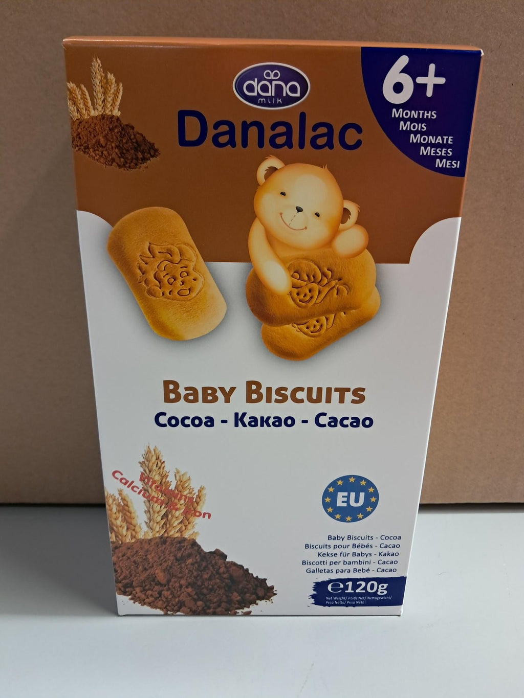 Danalac, Cocoa Baby Biscuits Pack of Finger Food Snack for Toddlers 6+ Months with Calcium Iron and Vitamins, 120g