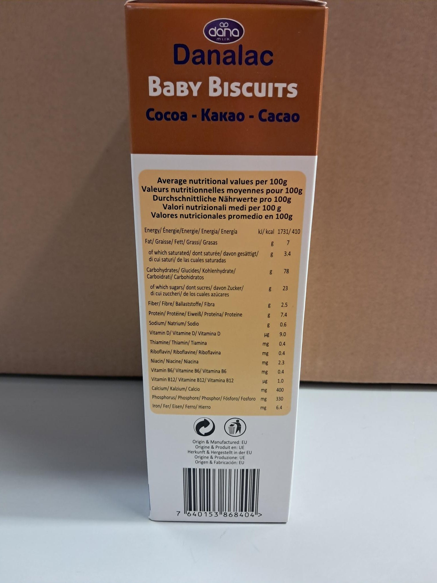 Danalac, Cocoa Baby Biscuits Pack of Finger Food Snack for Toddlers 6+ Months with Calcium Iron and Vitamins, 120g