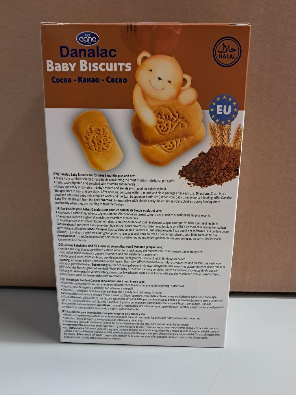 Danalac, Cocoa Baby Biscuits Pack of Finger Food Snack for Toddlers 6+ Months with Calcium Iron and Vitamins, 120g
