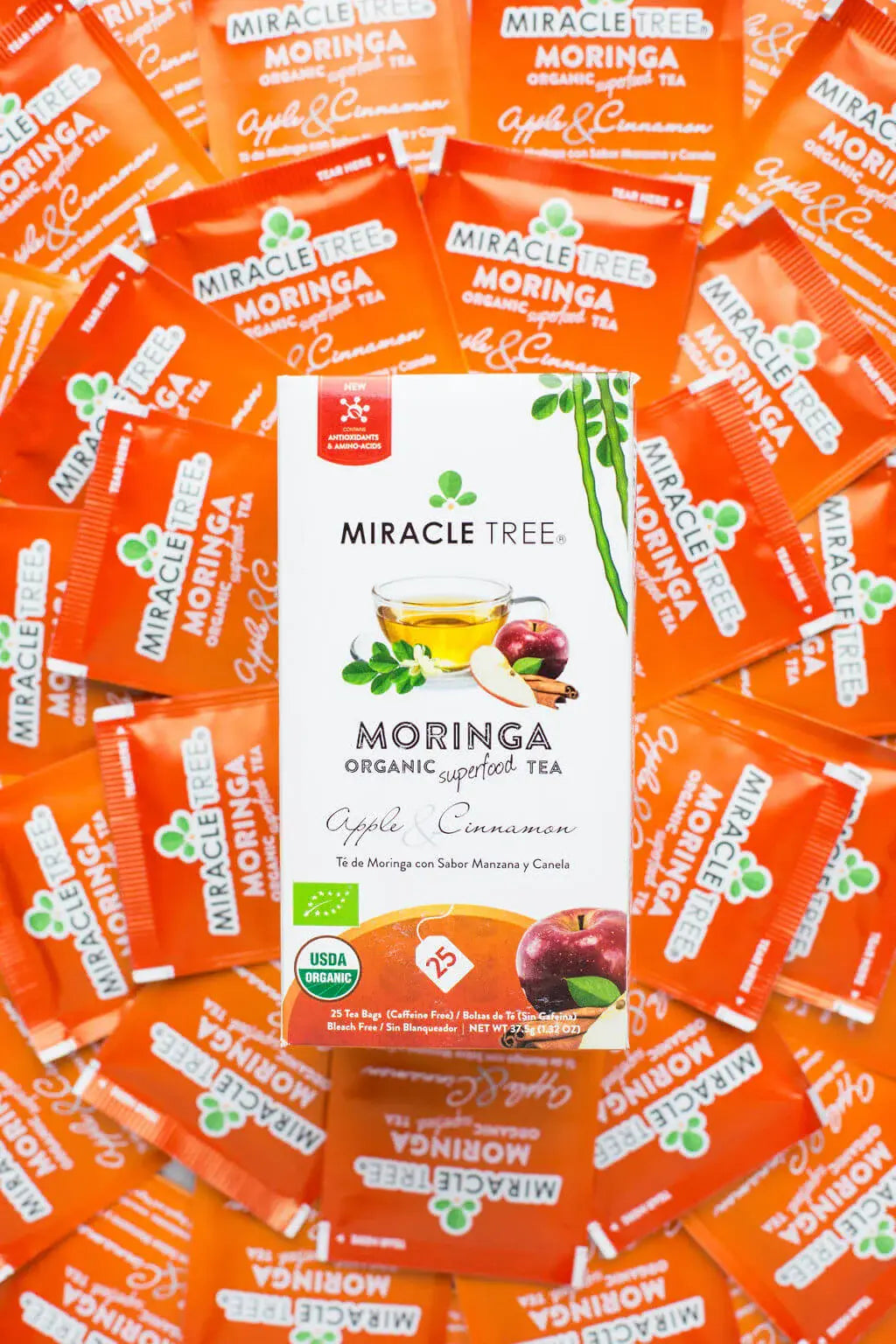 Organic Moringa Tea - Apple & Cinnamon - Caffeine-Free Herbal Tea