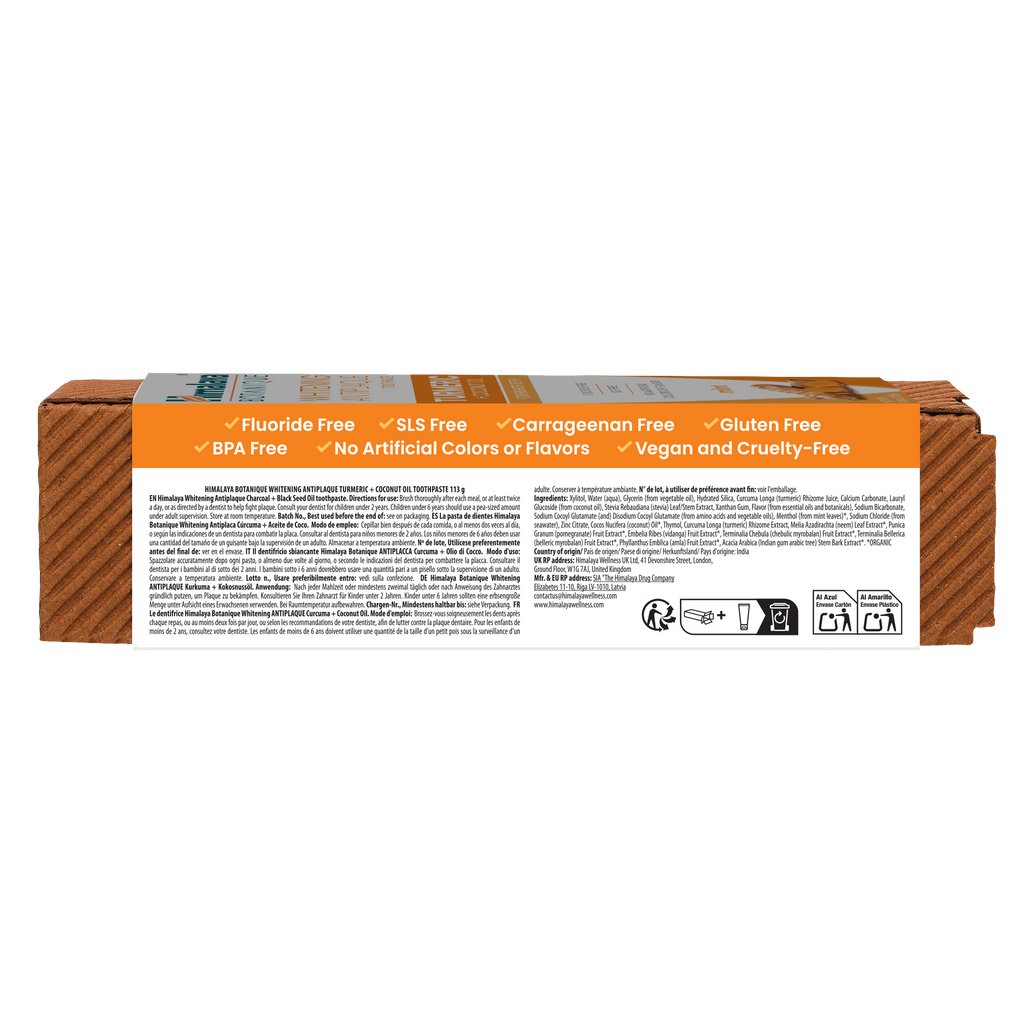 Himalaya Botanique Whitening Antiplaque Toothpaste Turmeric + Coconut Oil 113G