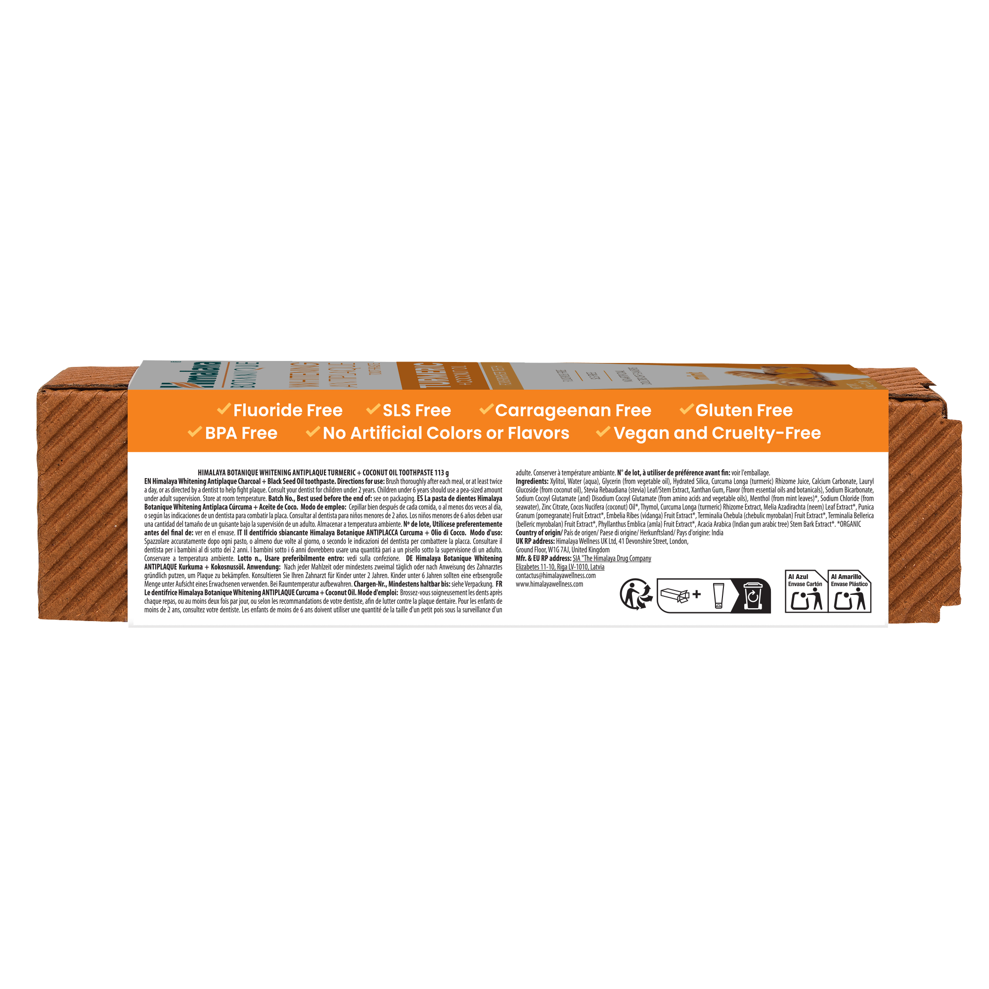 Himalaya Botanique Whitening Antiplaque Toothpaste Turmeric + Coconut Oil 113G