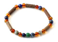 Amber Cognac Stretch Bracelet With Hazelwood, Labradorite and Gems