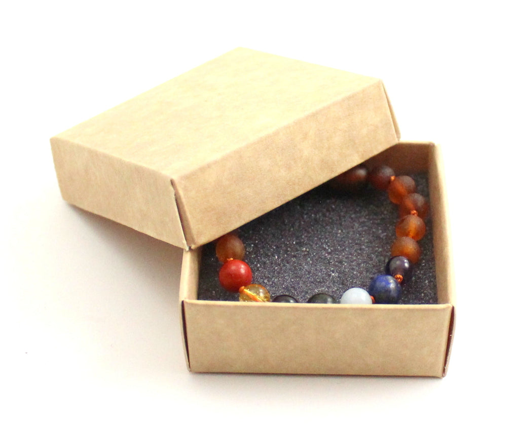 Amber Raw Cognac Teething Bracelet With Chakra Gems