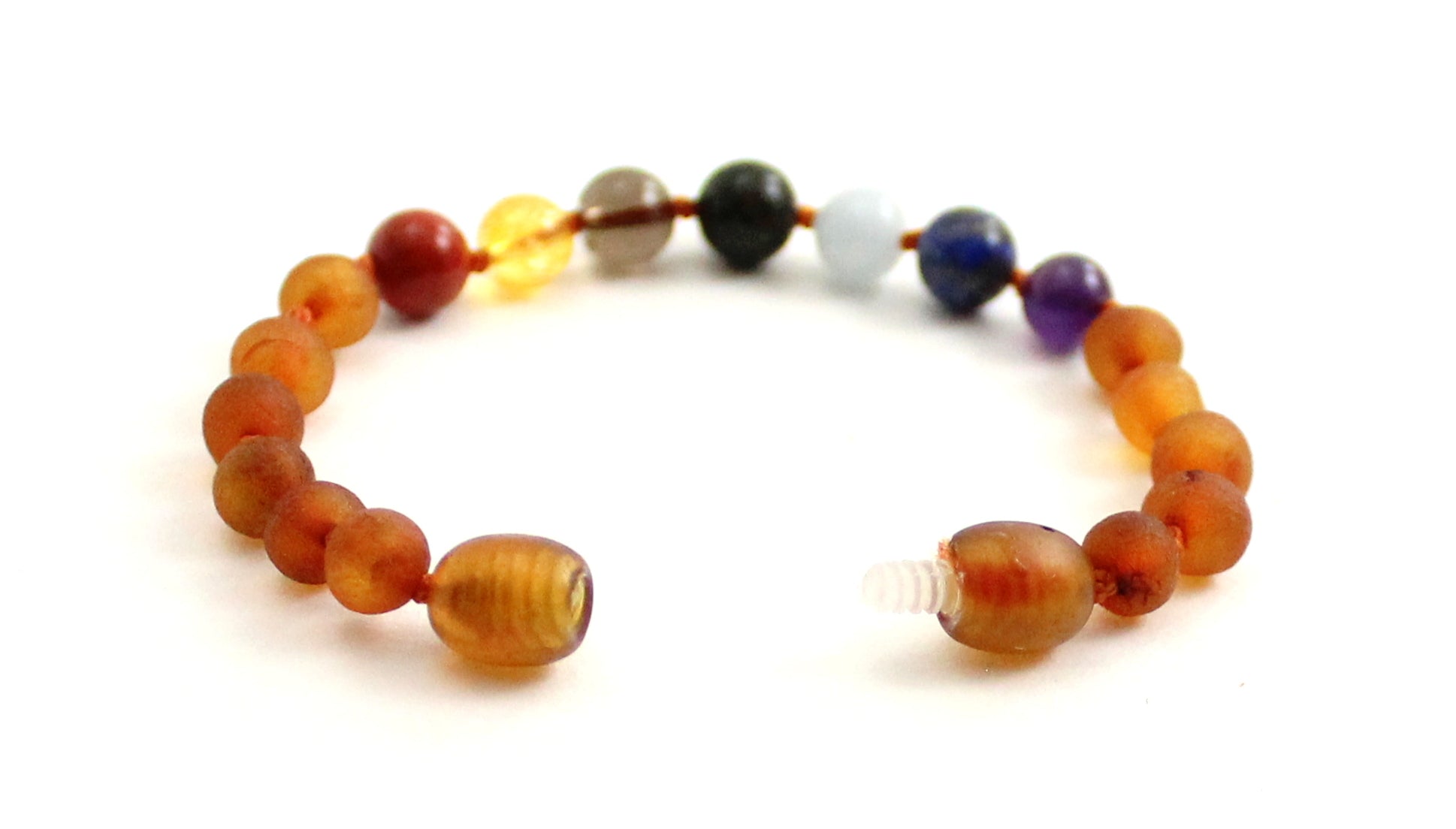 Amber Raw Cognac Teething Bracelet With Chakra Gems