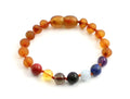 Amber Raw Cognac Teething Bracelet With Chakra Gems