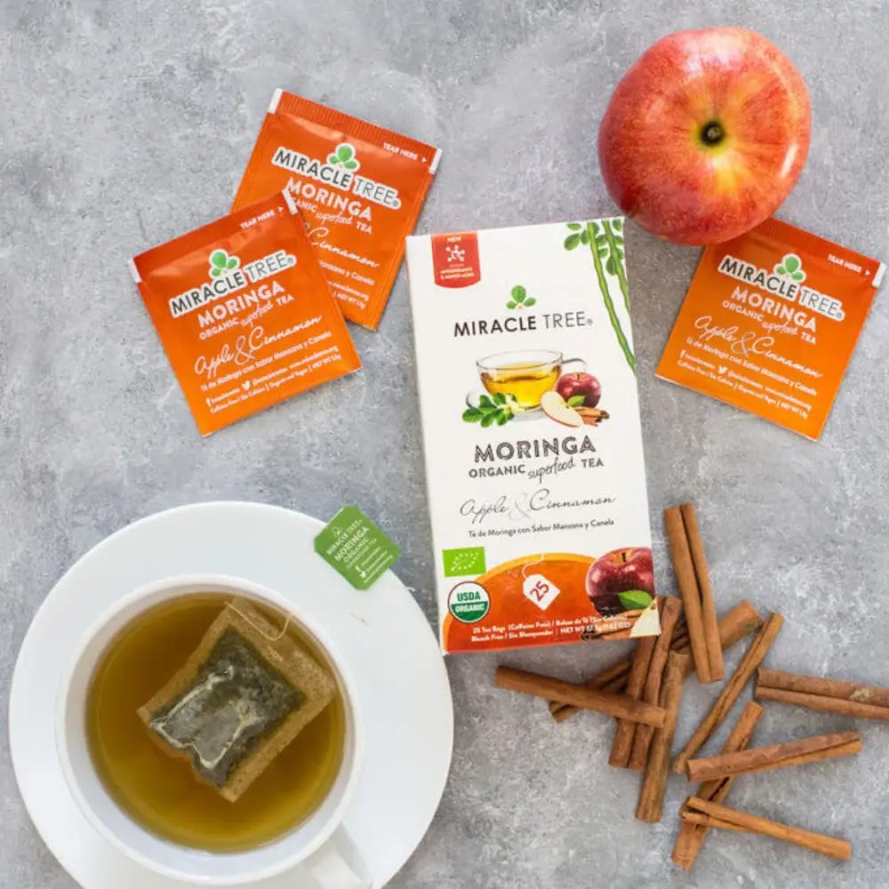 Organic Moringa Tea - Apple & Cinnamon - Caffeine-Free Herbal Tea
