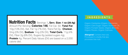 1 oz. Organic Omega 3 Trail Mix - Pack of 6
