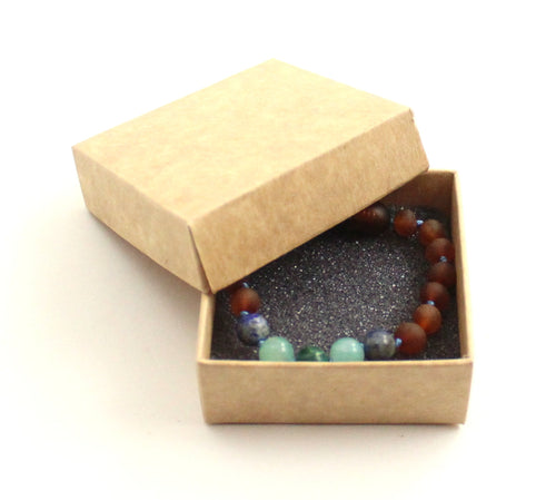 Amber Cognac Unpolished Bracelet With Lapis Lazuli and Gems
