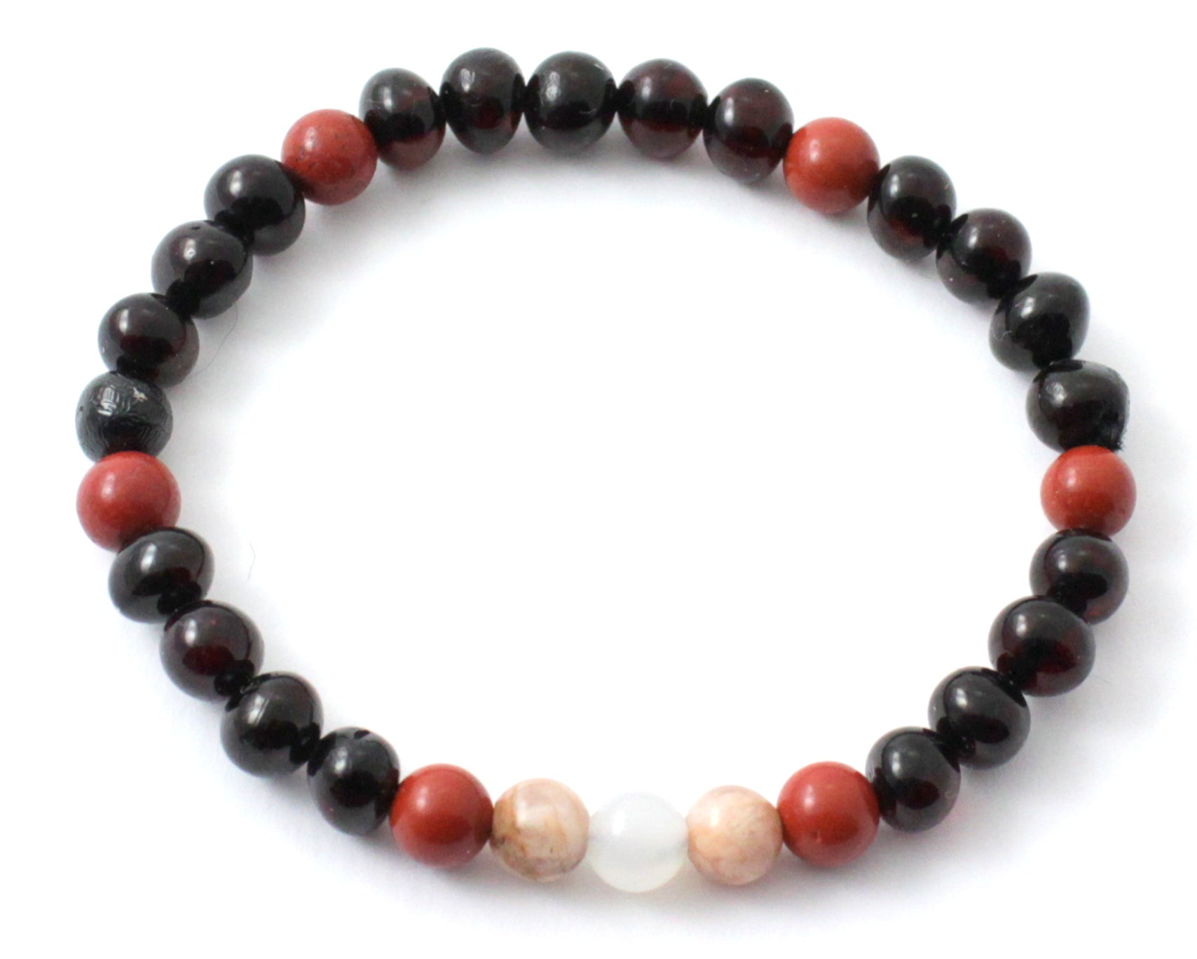 Amber Cherry Stretch Bracelet With Jasper and Gems