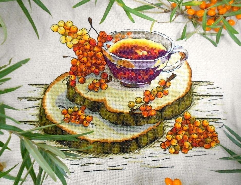 Sea buckthorn tea - PDF Cross Stitch Pattern